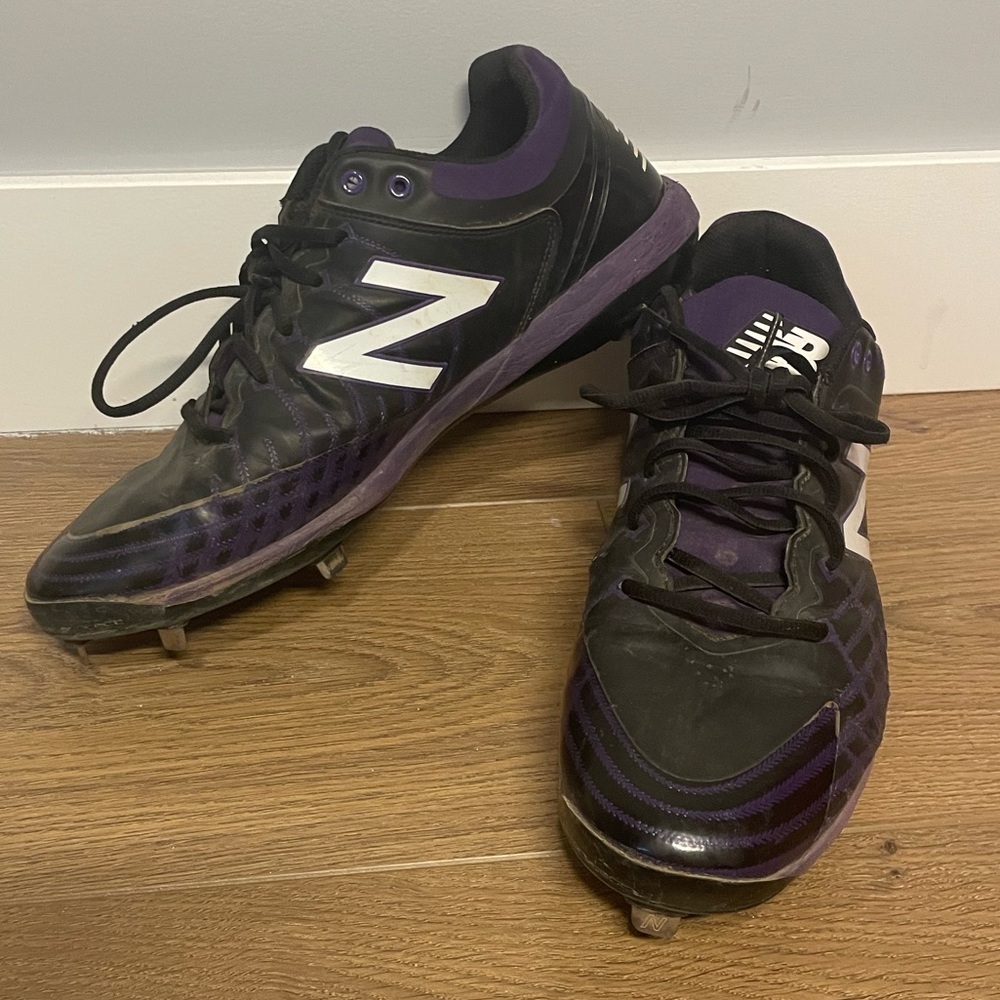 New Balance 4040 Men's METAL Baseball Cleats BLACK PURPLE Size 13 Pre-Owned